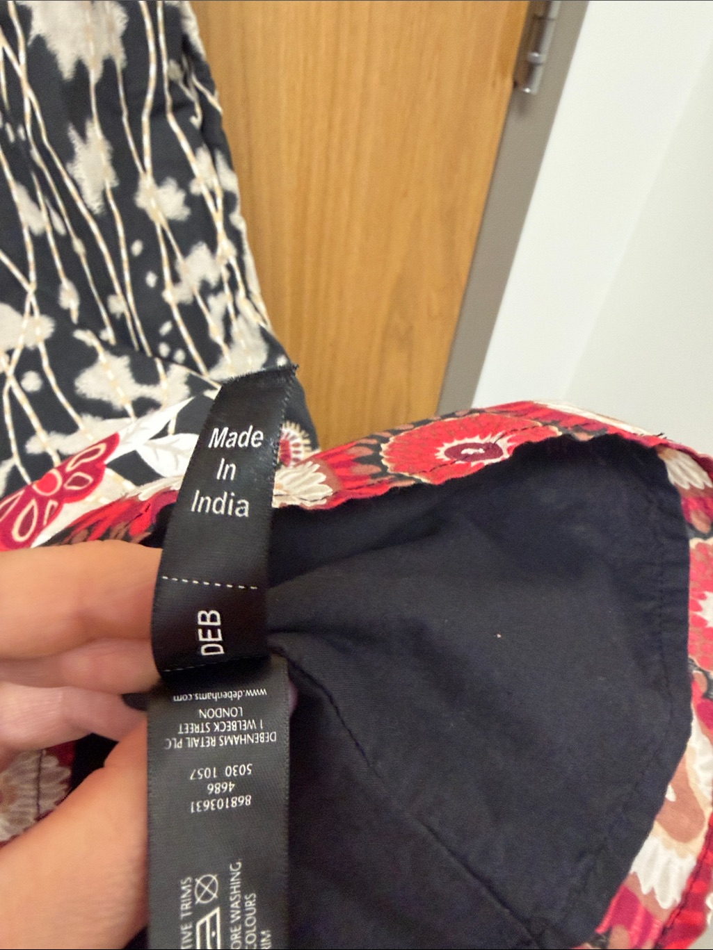 Debenhams Y2k 100% Cotton Bohemian Artsy Spaghetti-Strap Floral Border Dress — image 5 of 8